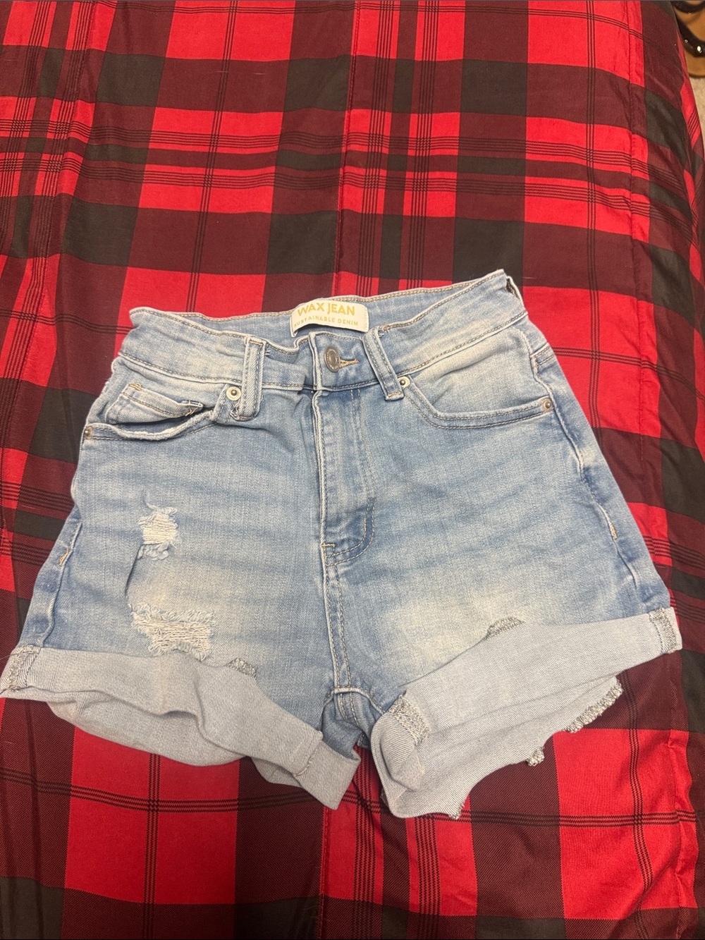 Wax Jean Light Wash Rolled Cuff Denim Shorts